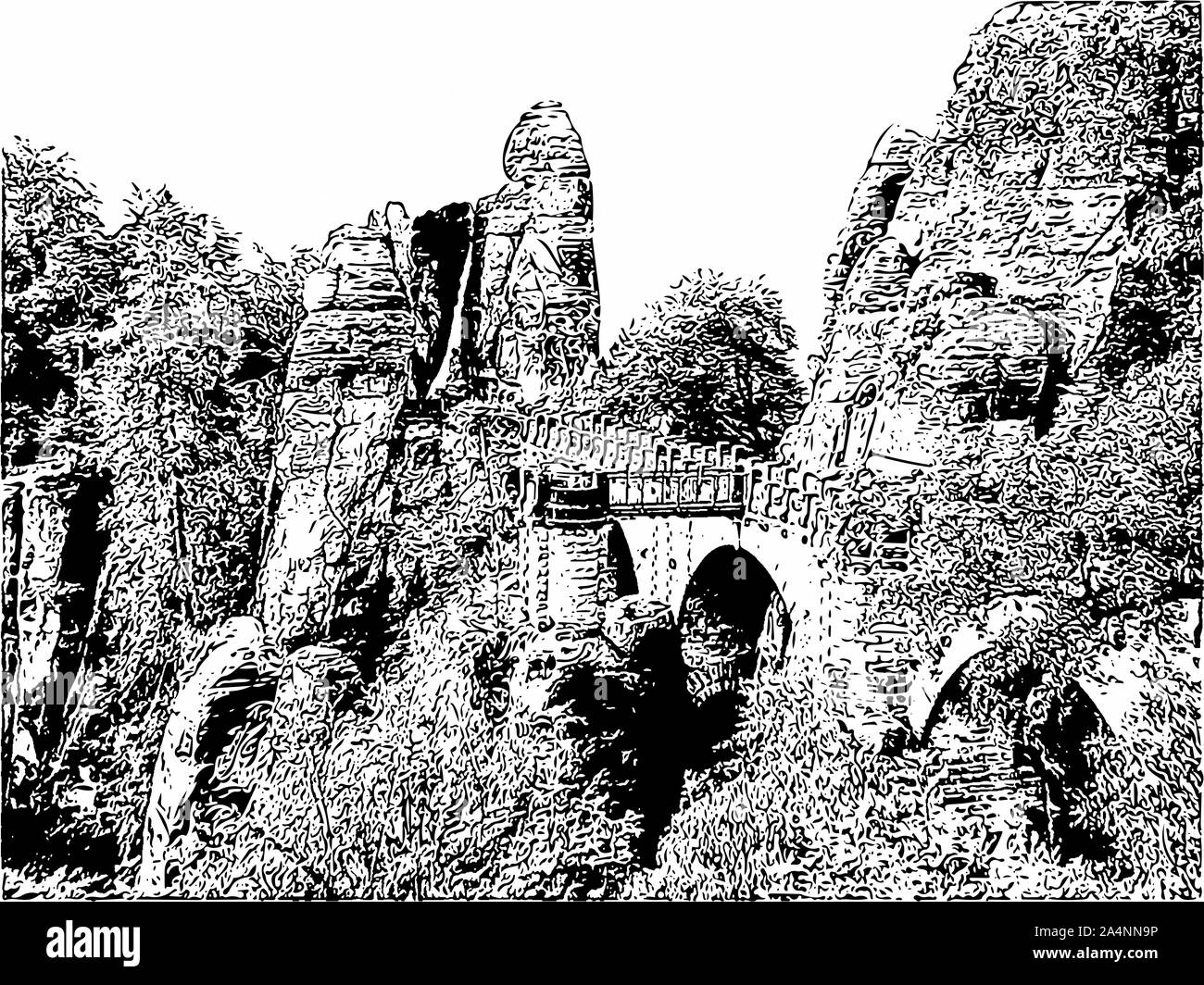 Abilmente e ornati in immagine di un bellissimo paesaggio nei colori bianco e nero ottica Foto Stock