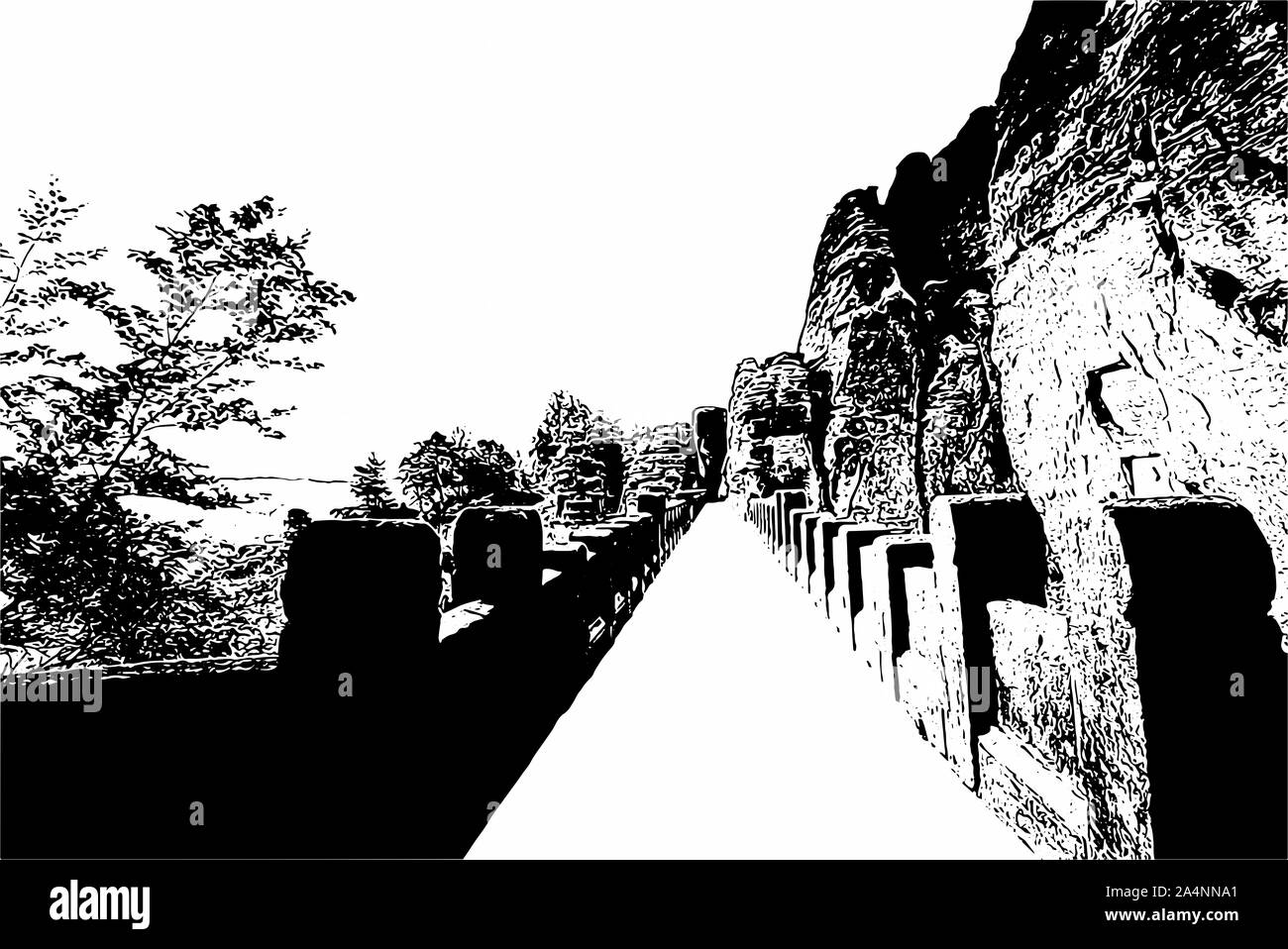 Abilmente e ornati in immagine di un bellissimo paesaggio nei colori bianco e nero ottica Foto Stock
