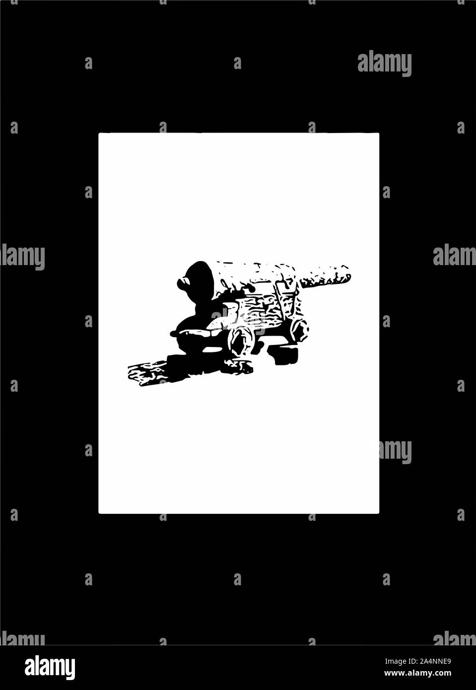 Abilmente e ornati in immagine di un cannone medievale nei colori bianco e nero ottica Foto Stock