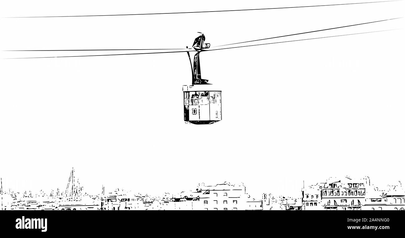 Abilmente e ornati in immagine di una teleferica nei colori bianco e nero ottica Foto Stock