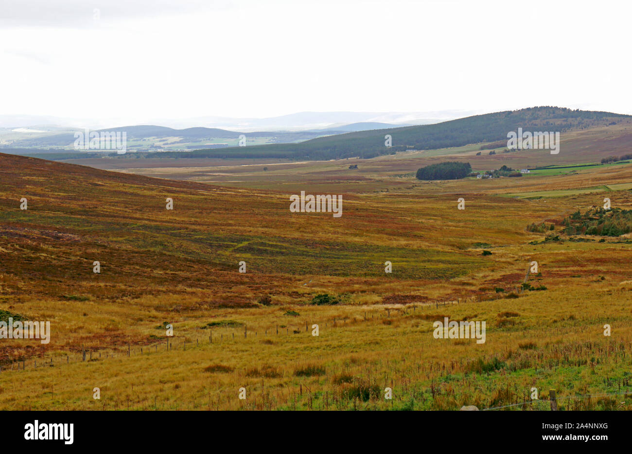 Un paesaggio delle highland dalla A939 vecchia strada militare nei pressi di Ponte di marrone sul confine tra Highland e murene, Scozia, Regno Unito, Europa. Foto Stock