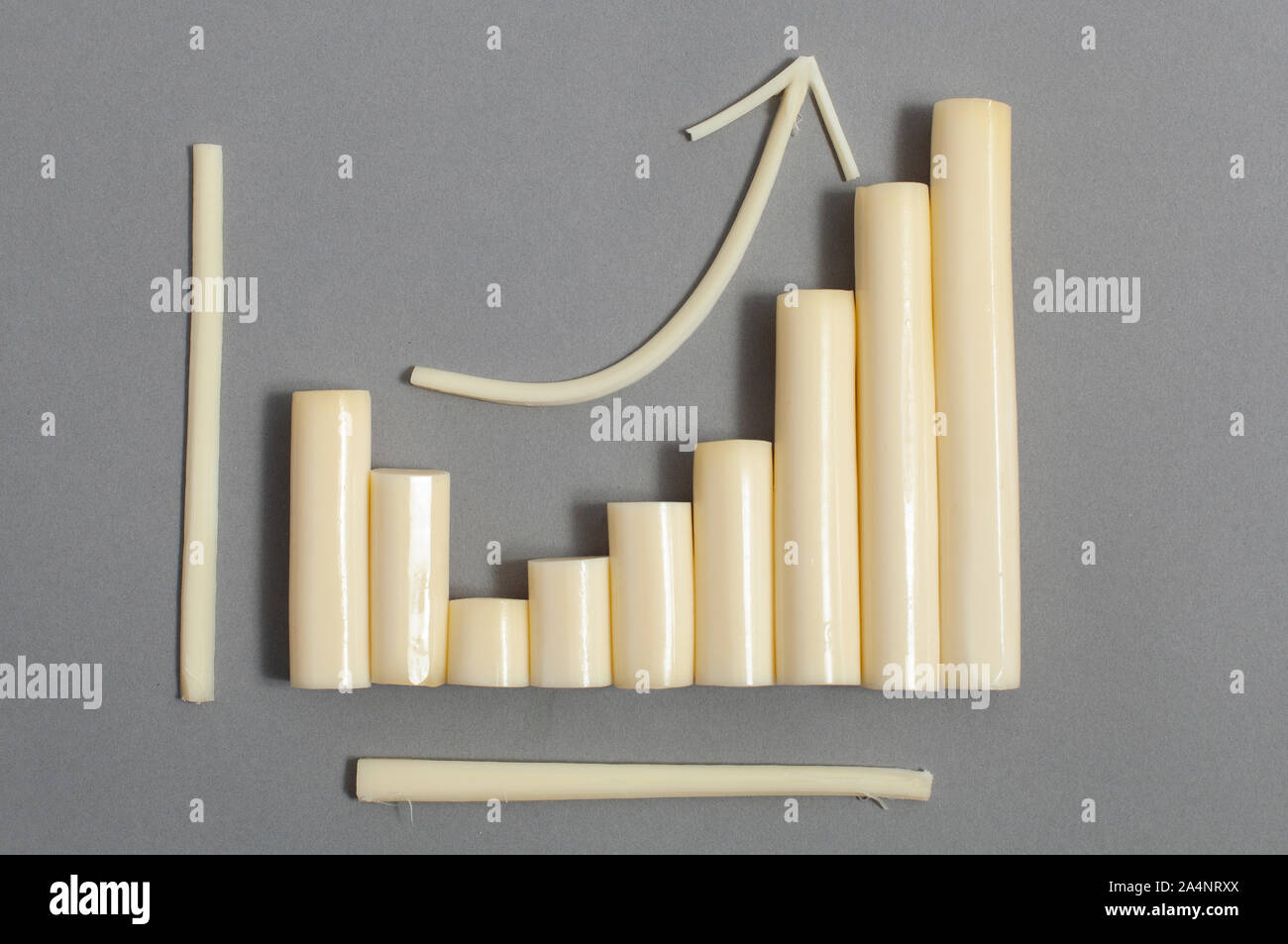 Uno schema reso pelabile formaggio bastoni isolato Foto Stock