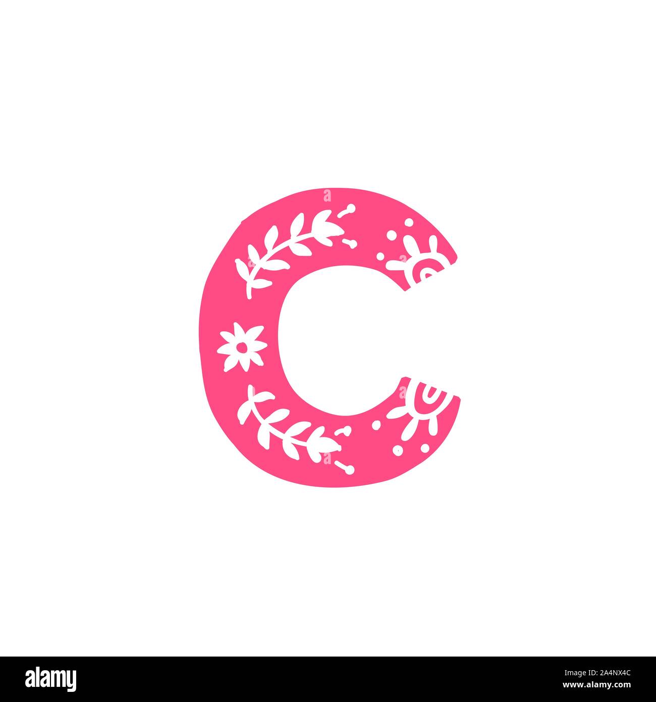 Lettera C. Vettore. Lettera di rosa con ornamento. Applique per vestiti.  Logo per la società Immagine e Vettoriale - Alamy