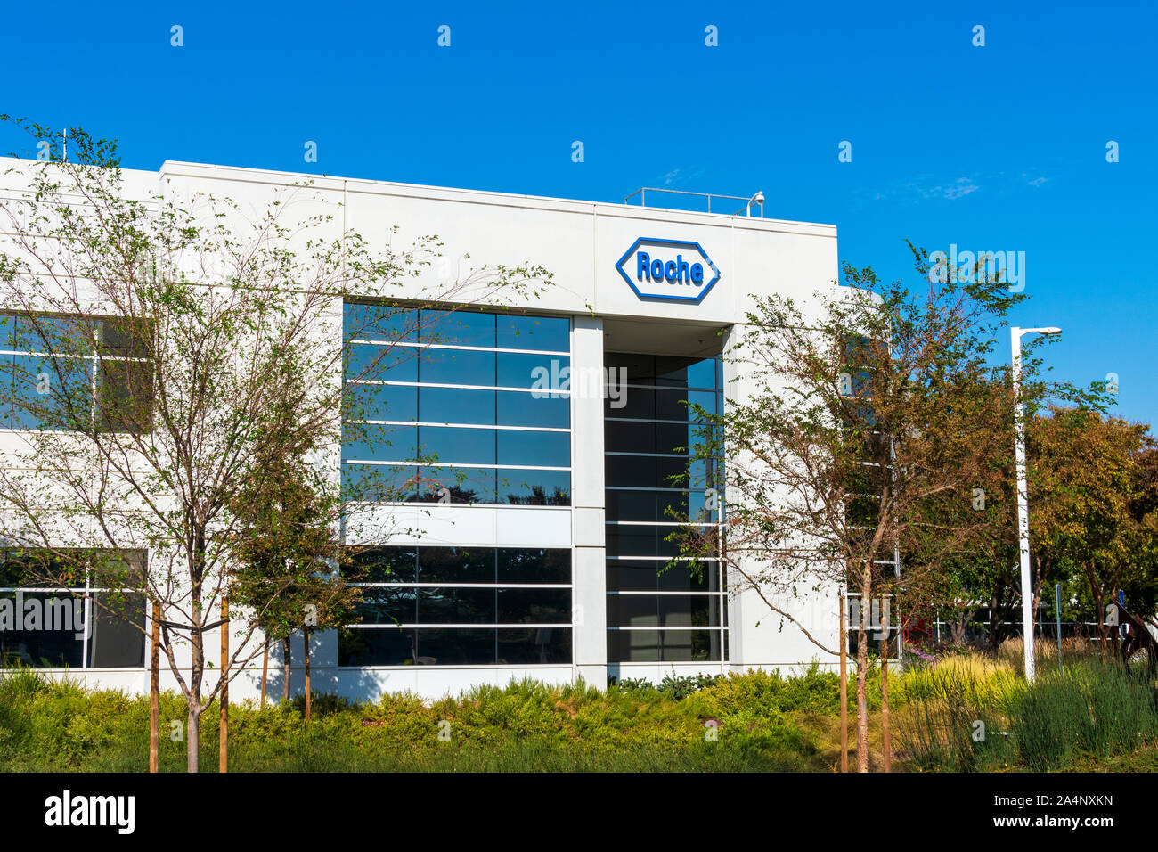 Roche Diagnostics facciata del campus in Silicon Valley Foto Stock