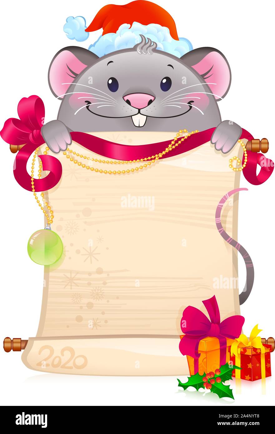 Metallo bianco Rat - simbolo del oroscopo cinese per il Nuovo Anno 2020 Illustrazione Vettoriale