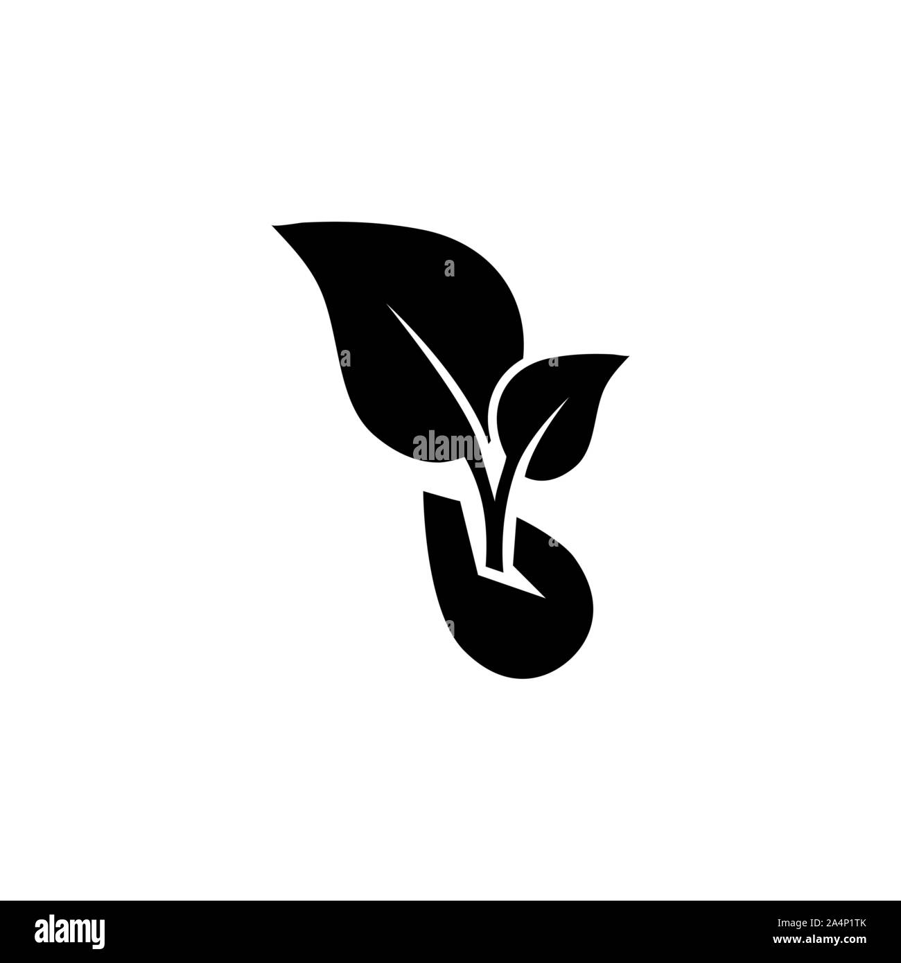Chicchi germinati, Microgreen germoglio. Piatto icona Vettore illustrazione. Semplice simbolo nero su sfondo bianco. Chicchi germinati, Germoglio Microgreen segno de Illustrazione Vettoriale