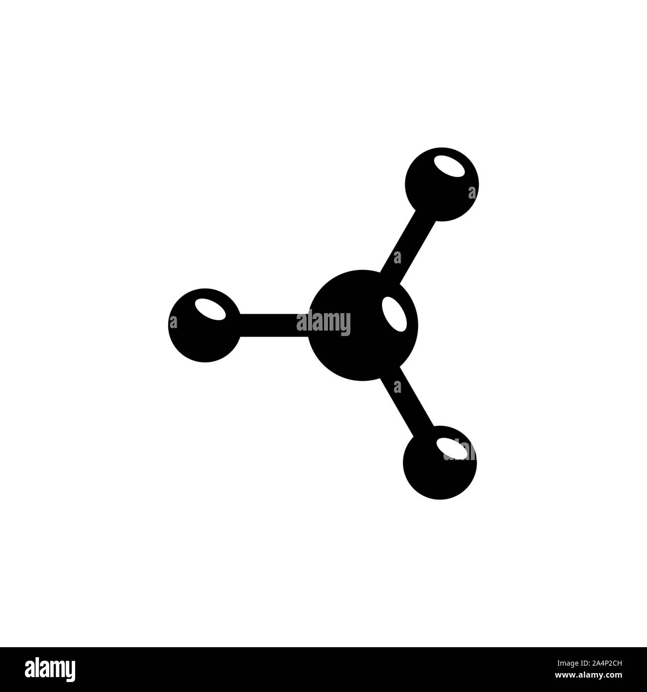 Molecola, neurone, Atom, chimica. Piatto icona Vettore illustrazione. Semplice simbolo nero su sfondo bianco. Molecola, neurone, Atom, chimica desi segno Illustrazione Vettoriale