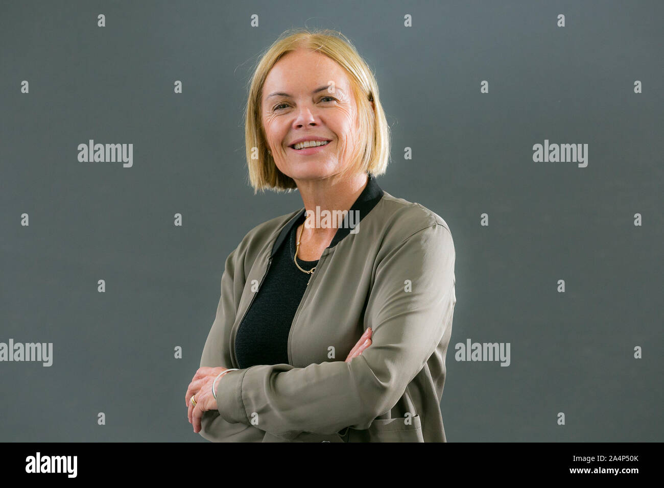 Edimburgo, Scozia, {giorno} Aug 2019. Foto della Edinburgh Book Festival, il presentatore TV Mariella Frostrup Foto Stock