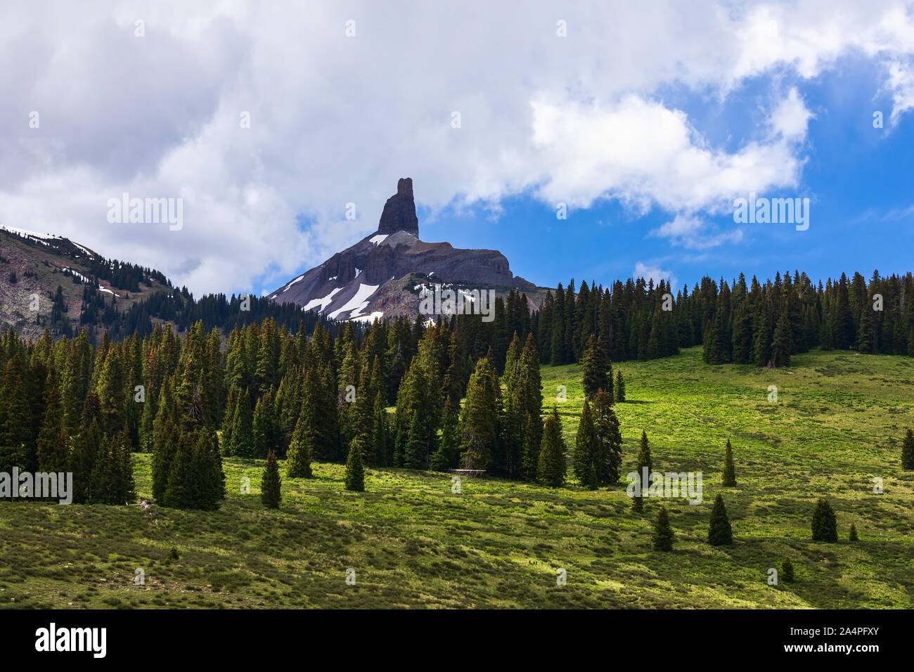 Paesaggio estivo panoramico con Lizard Head Peak nelle montagne di San Miguel del Colorado Foto Stock