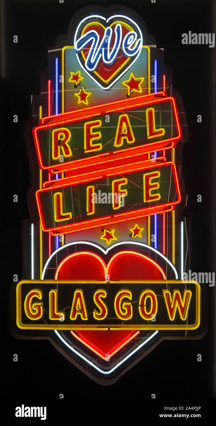 Glasgow School of Art, Neon opera scultorea, artista Sinclair Ross, Foto Stock