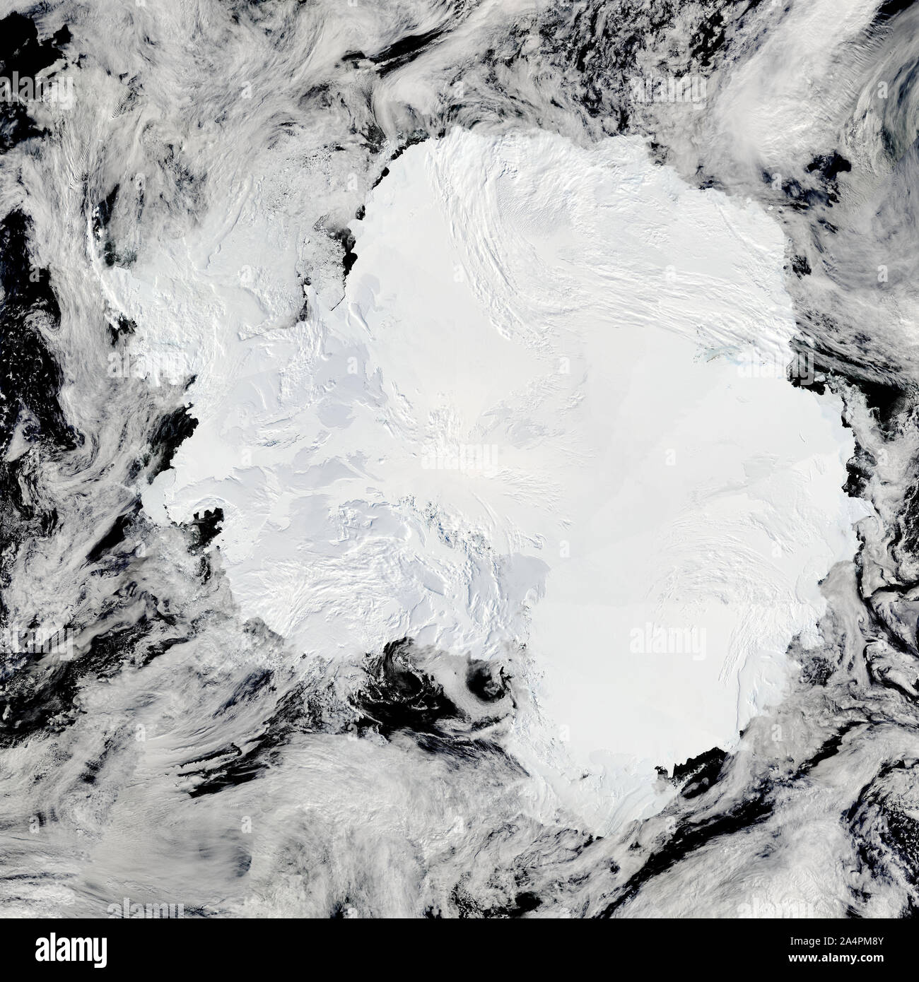 Vista satellitare dell'Antartide, 27 gennaio 2009. Coperti di ghiaccio, include la Transantarctic montagne, vicino al Mare di Ross, dalla NASA/DPA Foto Stock