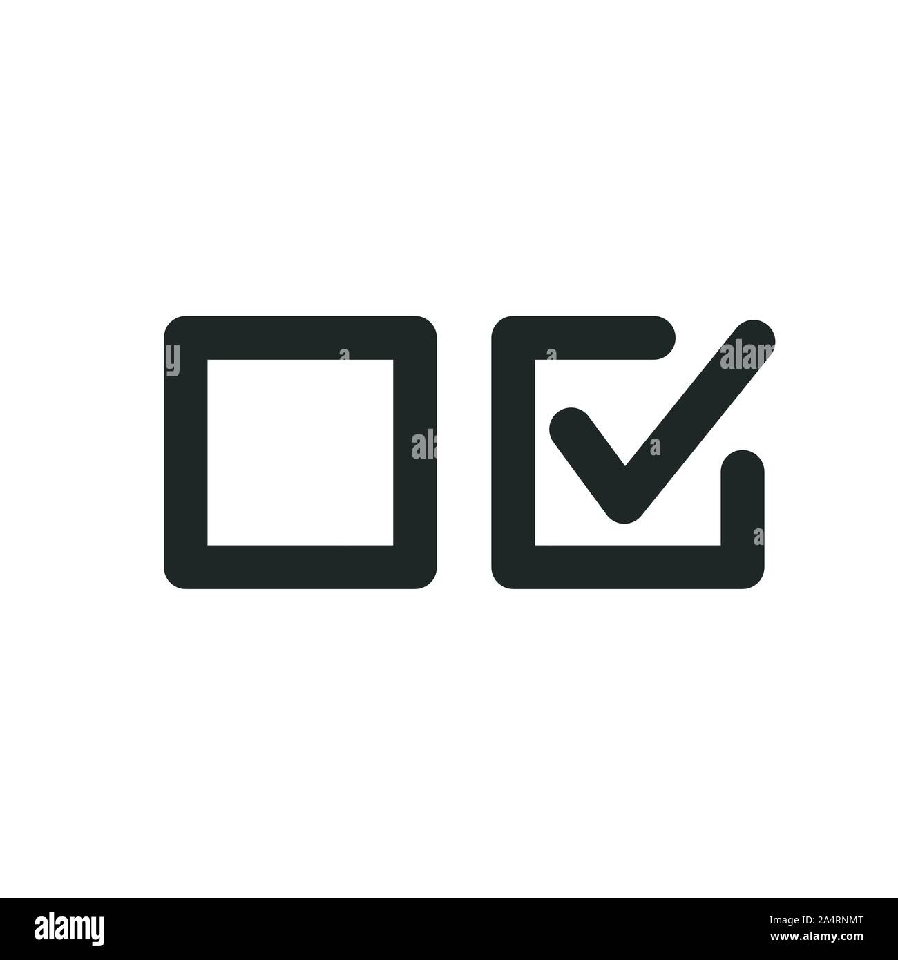 Controllare deselezionare concetto, un gruppo di caselle di controllo con vuoto e casella di controllo selezionata la linea arte icona vettore per app e siti web Illustrazione Vettoriale