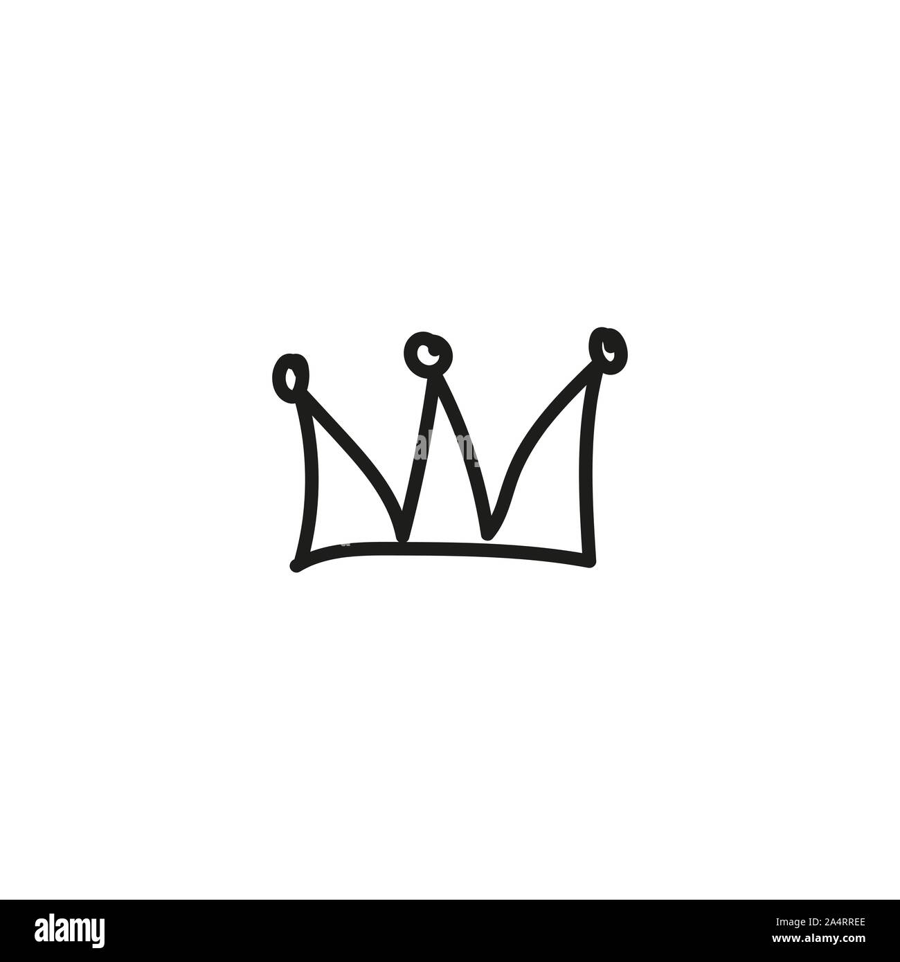 Disegnato a mano icona corona isolati su sfondo bianco per logo regina, principessa diadema simbolo, doodle illustrazione, arte pop elemento, Bellezza e moda Illustrazione Vettoriale