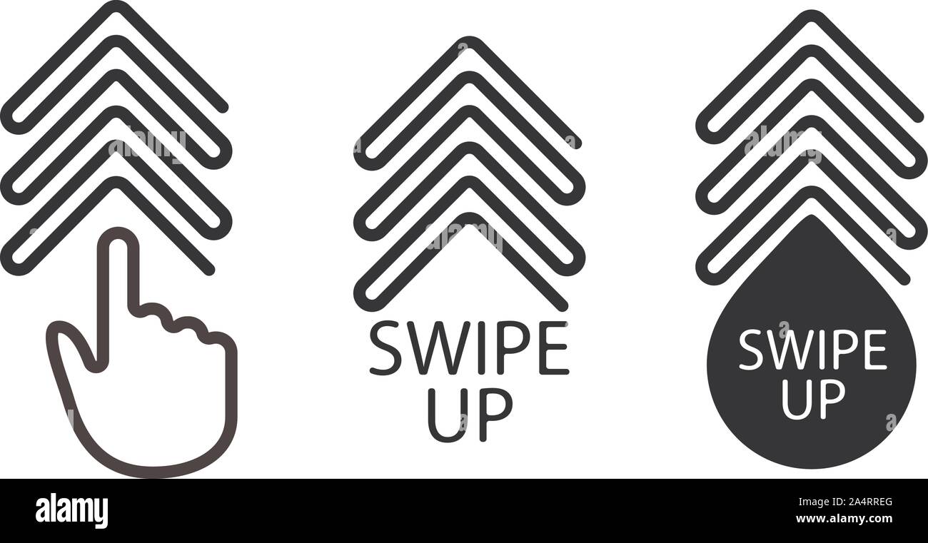 Scorri in alto, set di pulsanti per i social media. Freccia icona web per la pubblicità e il marketing sociale in applicazione multimediale. Scorrere o scorrere verso l'alto. Semplice lineare Illustrazione Vettoriale