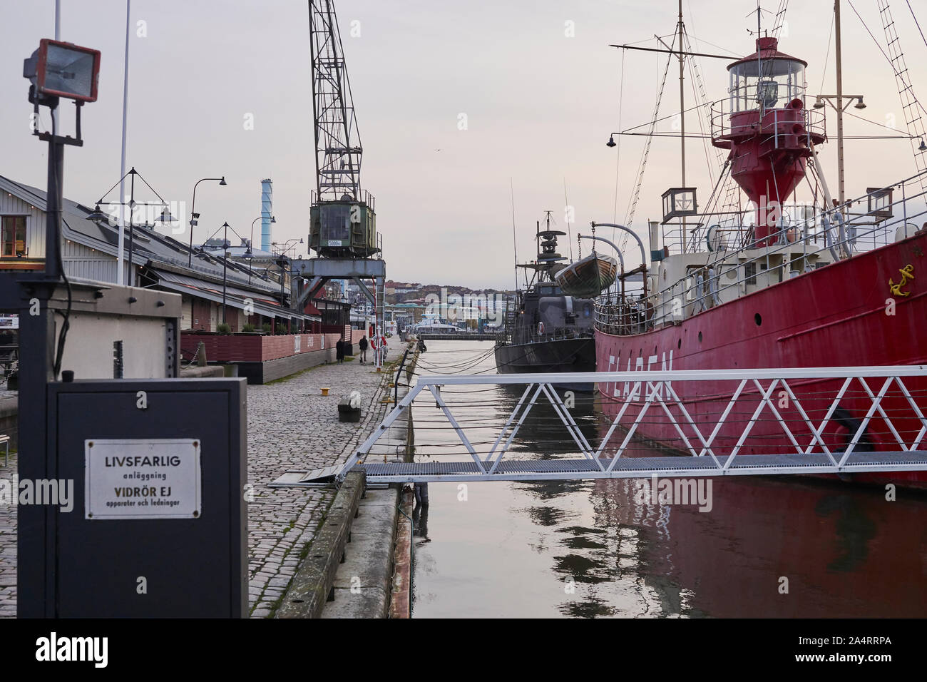 Vintage di navi dal porto di Göteborg nel tardo pomeriggio Foto Stock