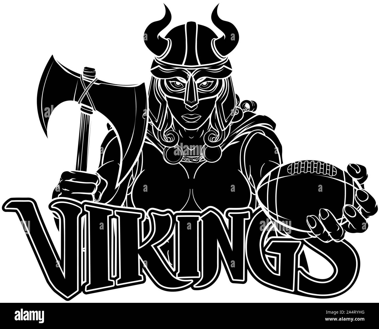 Femmina Viking Gladiator calcio donna guerriero Illustrazione Vettoriale