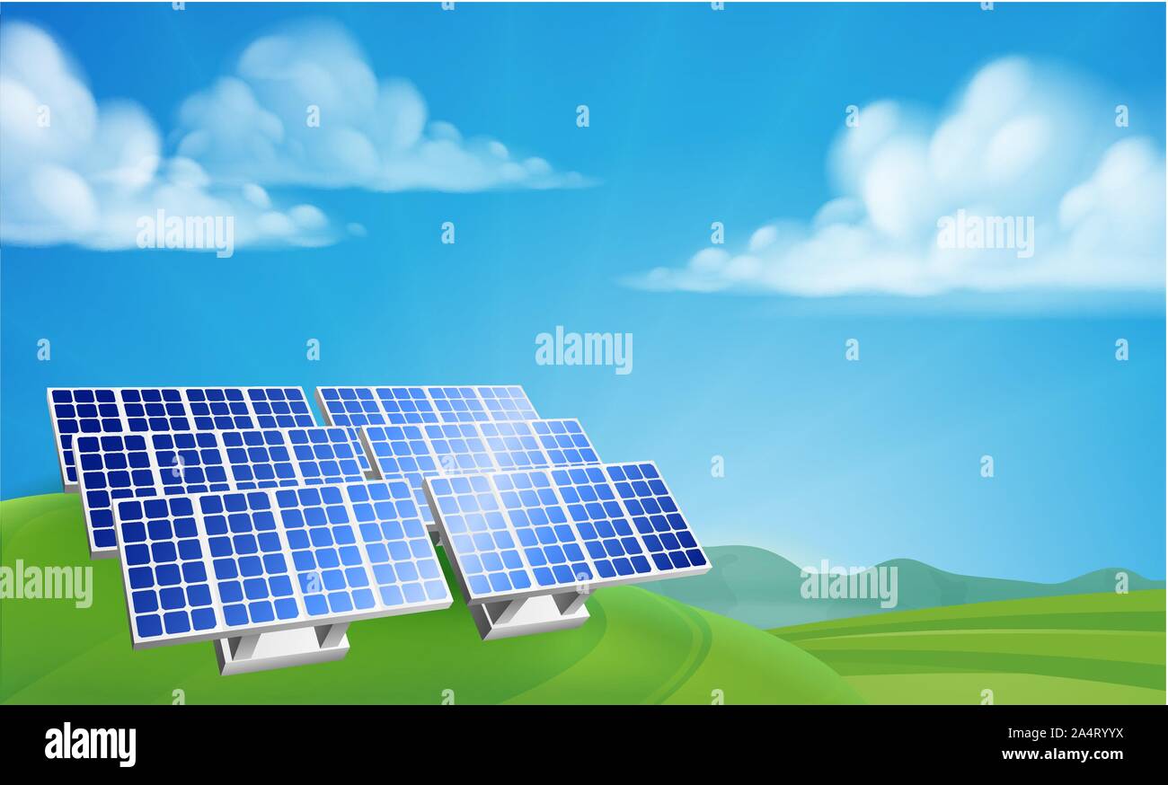 Energia Solare energia rinnovabili di fattoria Illustrazione Vettoriale