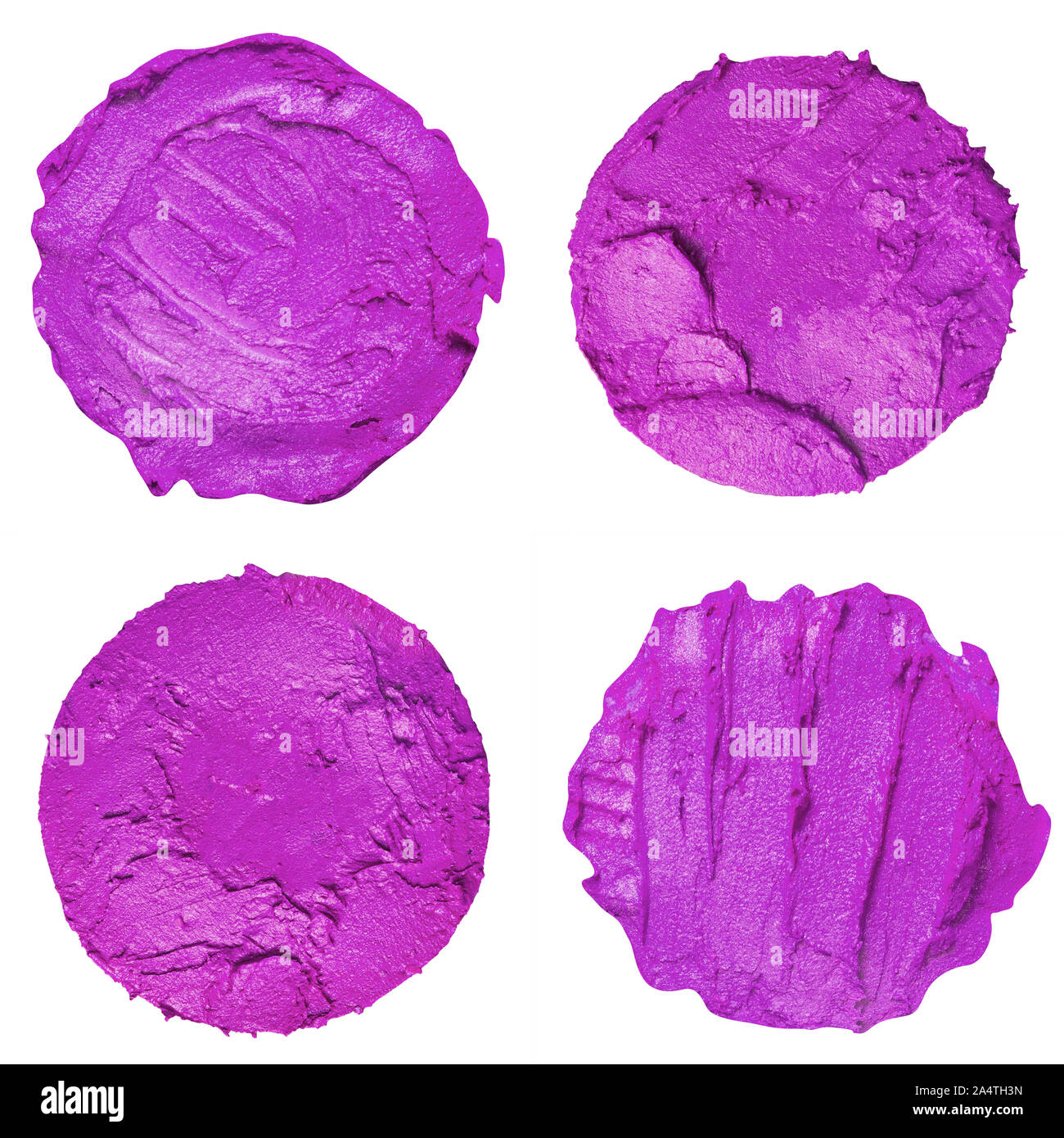 Set di quattro sbavature del rossetto campioni isolati su sfondo bianco Foto Stock