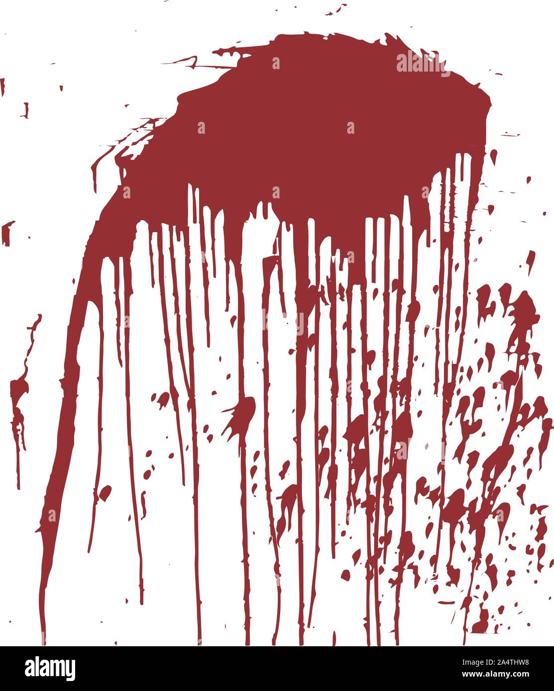 Una macchia di sangue. Macchie di spruzzi di sangue. Illustrazione Vettoriale su sfondo isolato. Illustrazione Vettoriale