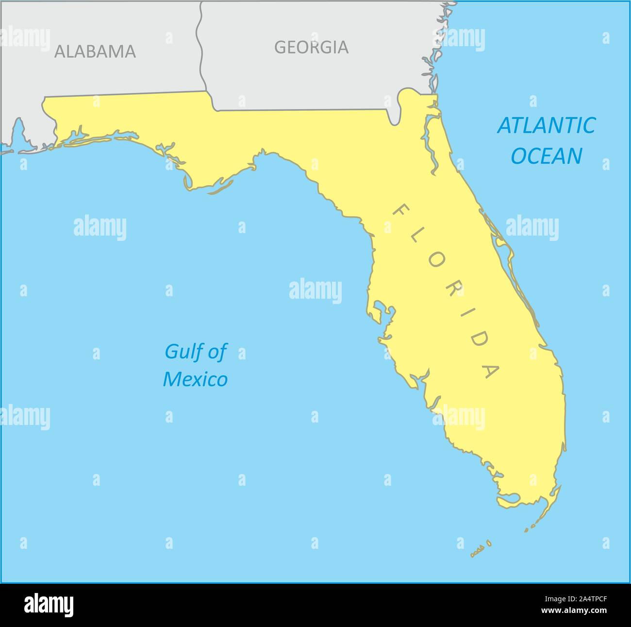 Florida regione mappa Illustrazione Vettoriale