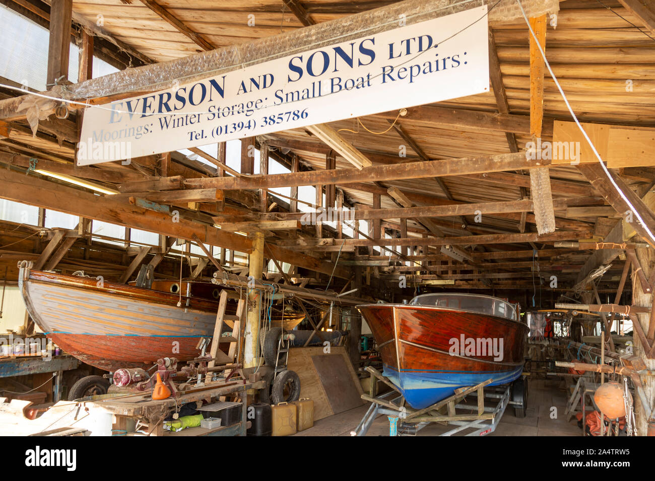 Everson e Sons Ltd cantiere tradizionali, Woodbridge, Suffolk, Inghilterra, Regno Unito Foto Stock