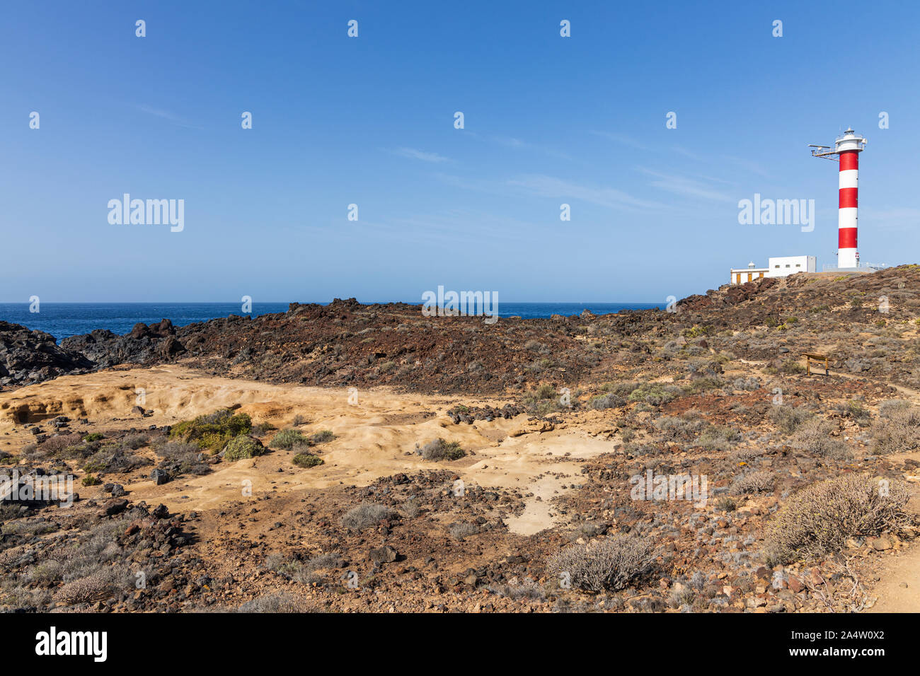 Il faro della Malpais de Rasca in Palm Mar, Tenerife, Isole Canarie, Spagna Foto Stock
