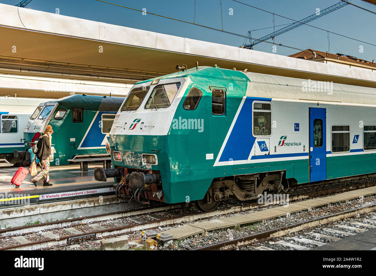 Treno pilota MDVE alla stazione di porta Nuova, Torino, Italia Foto Stock