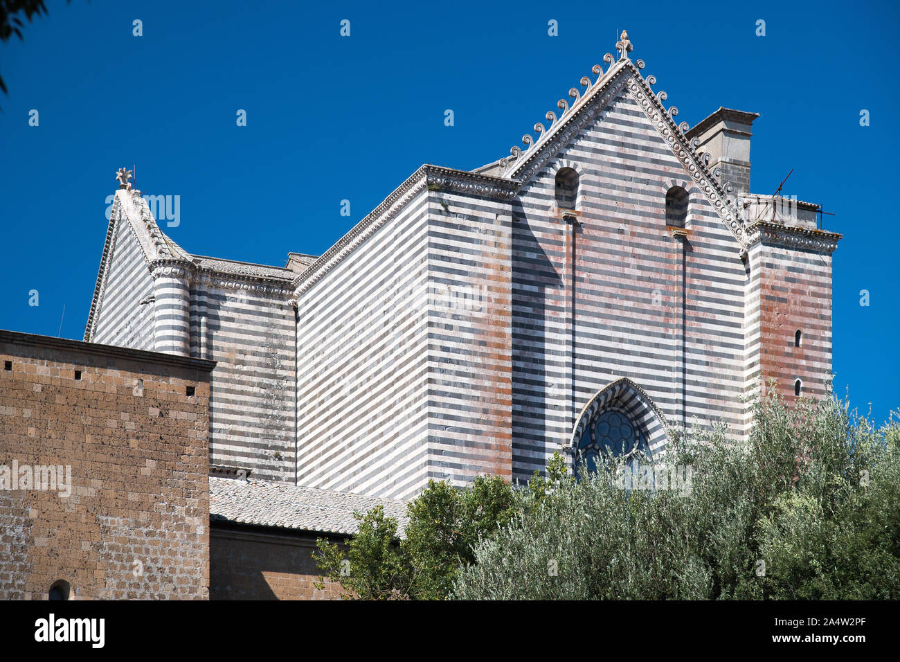 Gotico italiano Cattedrale di Santa Maria Assunta (Cattedrale dell Assunzione della Beata Vergine Maria) nel centro storico di Orvieto, Umbria, Italia. Au Foto Stock