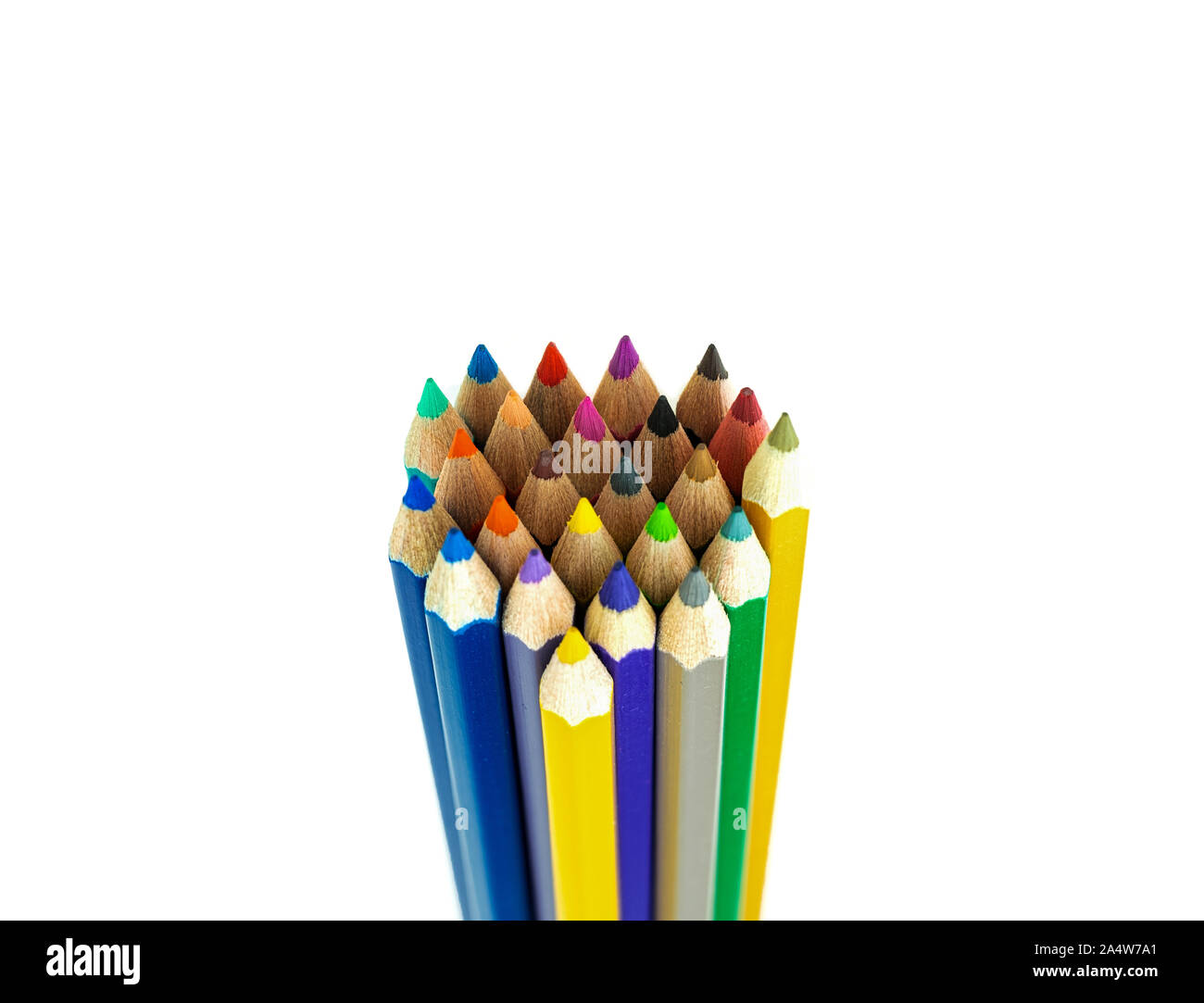 Raccolta di un pastello de couleur per disegno a sfondo bianco, Multi matita colorata Foto Stock