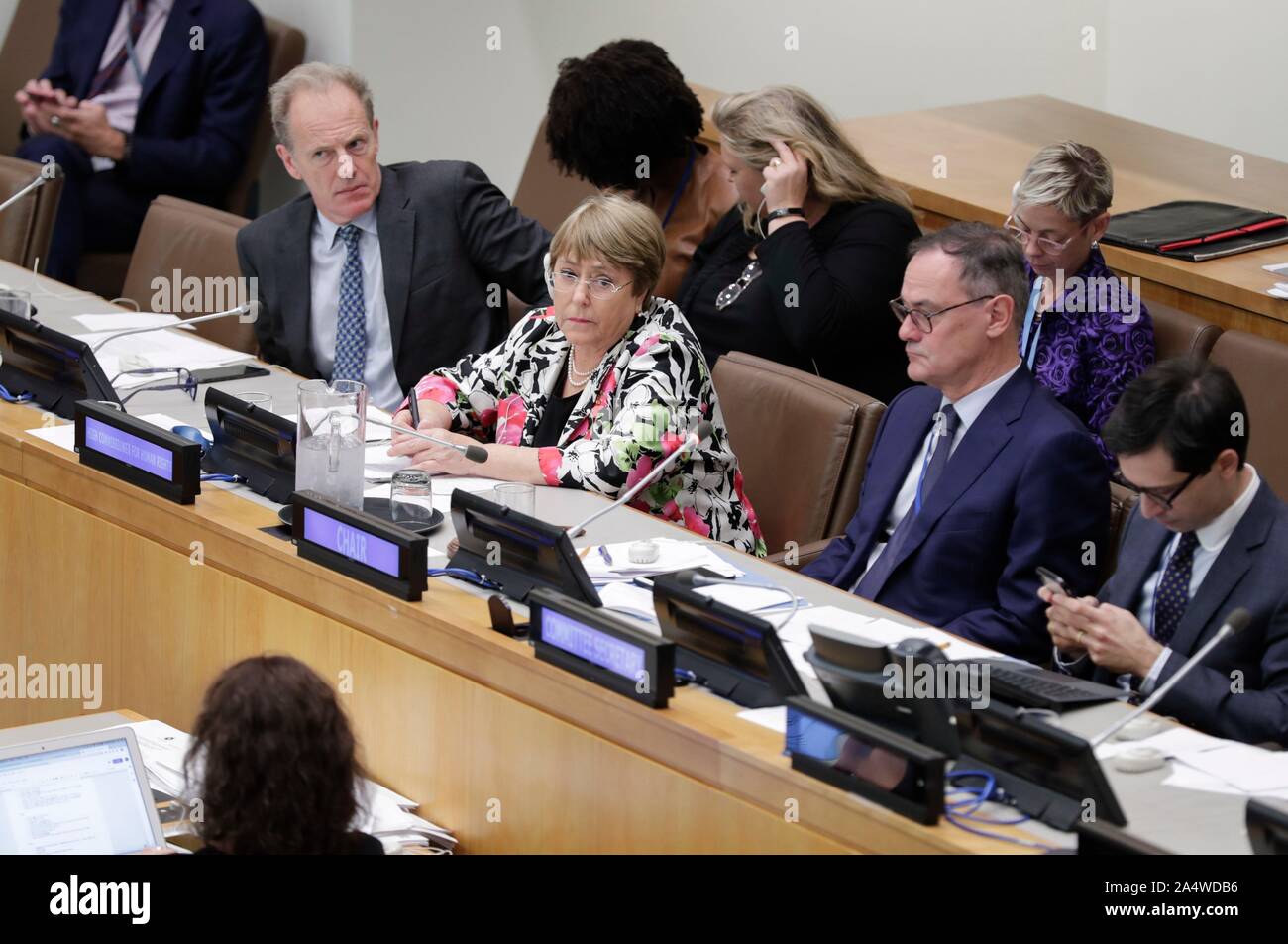 Nazioni Unite, New York, Stati Uniti d'America, 15 Ottobre 2019 - Relazione sui diritti umani da Michelle Bachelet, Alto Commissario delle Nazioni Unite per i Diritti Umani oggi presso la sede delle Nazioni Unite a New York.Foto: Luiz Rampelotto/EuropaNewswire PHOTO CREDIT OBBLIGATORIO. | Utilizzo di tutto il mondo Foto Stock