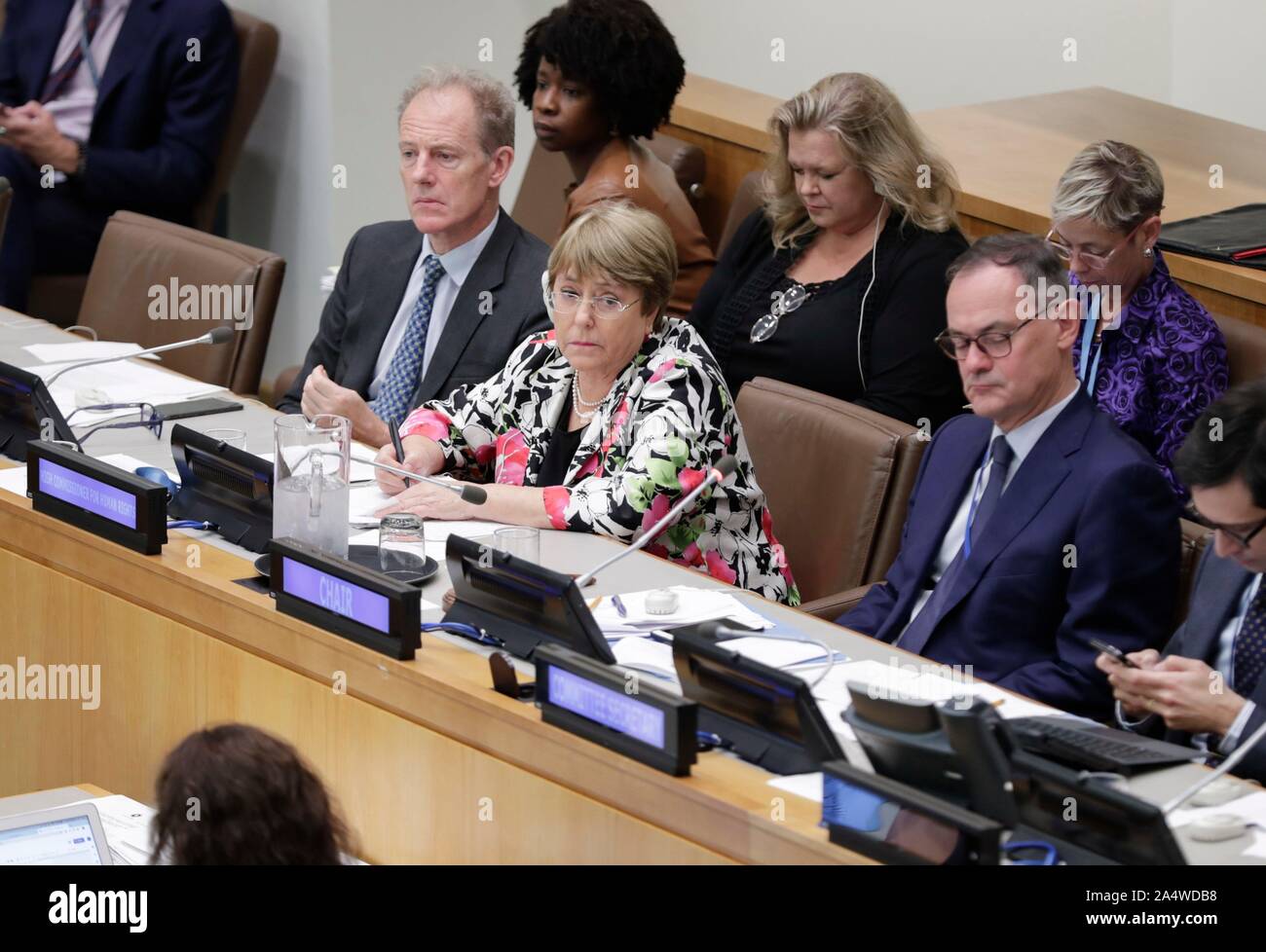 Nazioni Unite, New York, Stati Uniti d'America, 15 Ottobre 2019 - Relazione sui diritti umani da Michelle Bachelet, Alto Commissario delle Nazioni Unite per i Diritti Umani oggi presso la sede delle Nazioni Unite a New York.Foto: Luiz Rampelotto/EuropaNewswire PHOTO CREDIT OBBLIGATORIO. | Utilizzo di tutto il mondo Foto Stock