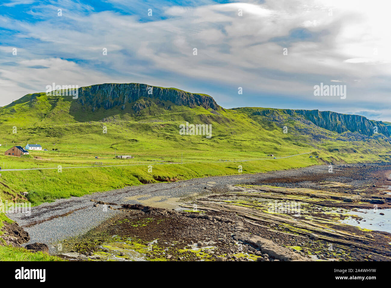 Costa Duntulm vista, Isola di Skye in Scozia Foto Stock