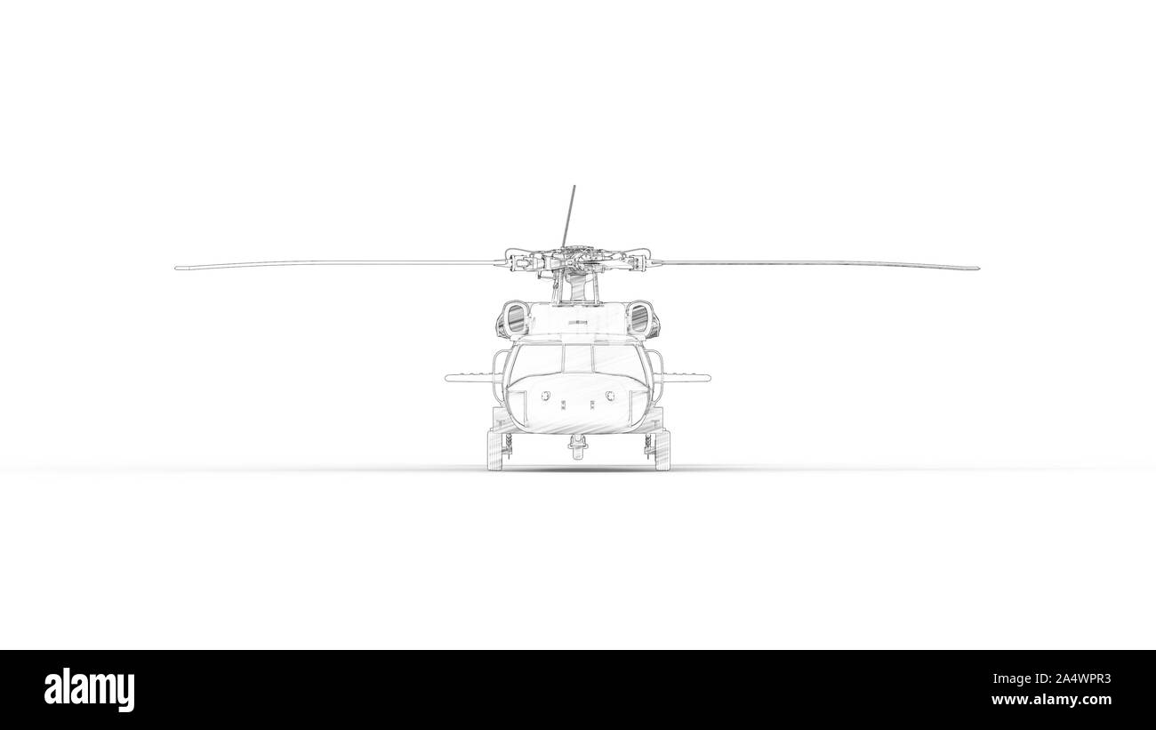 Vecotr illustrazione di un moderno elicottero millitary isolato in bianco di sfondo per studio Foto Stock