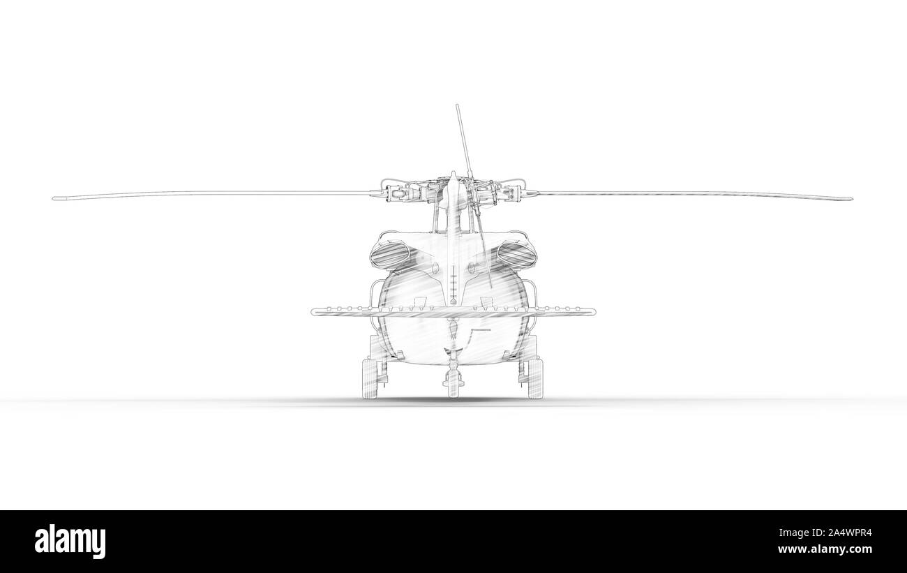 Vecotr illustrazione di un moderno elicottero millitary isolato in bianco di sfondo per studio Foto Stock