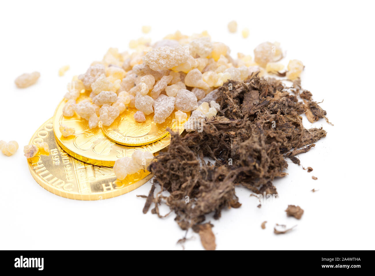 Oro, incenso e mirra - doni del santo 3 Kings Foto Stock