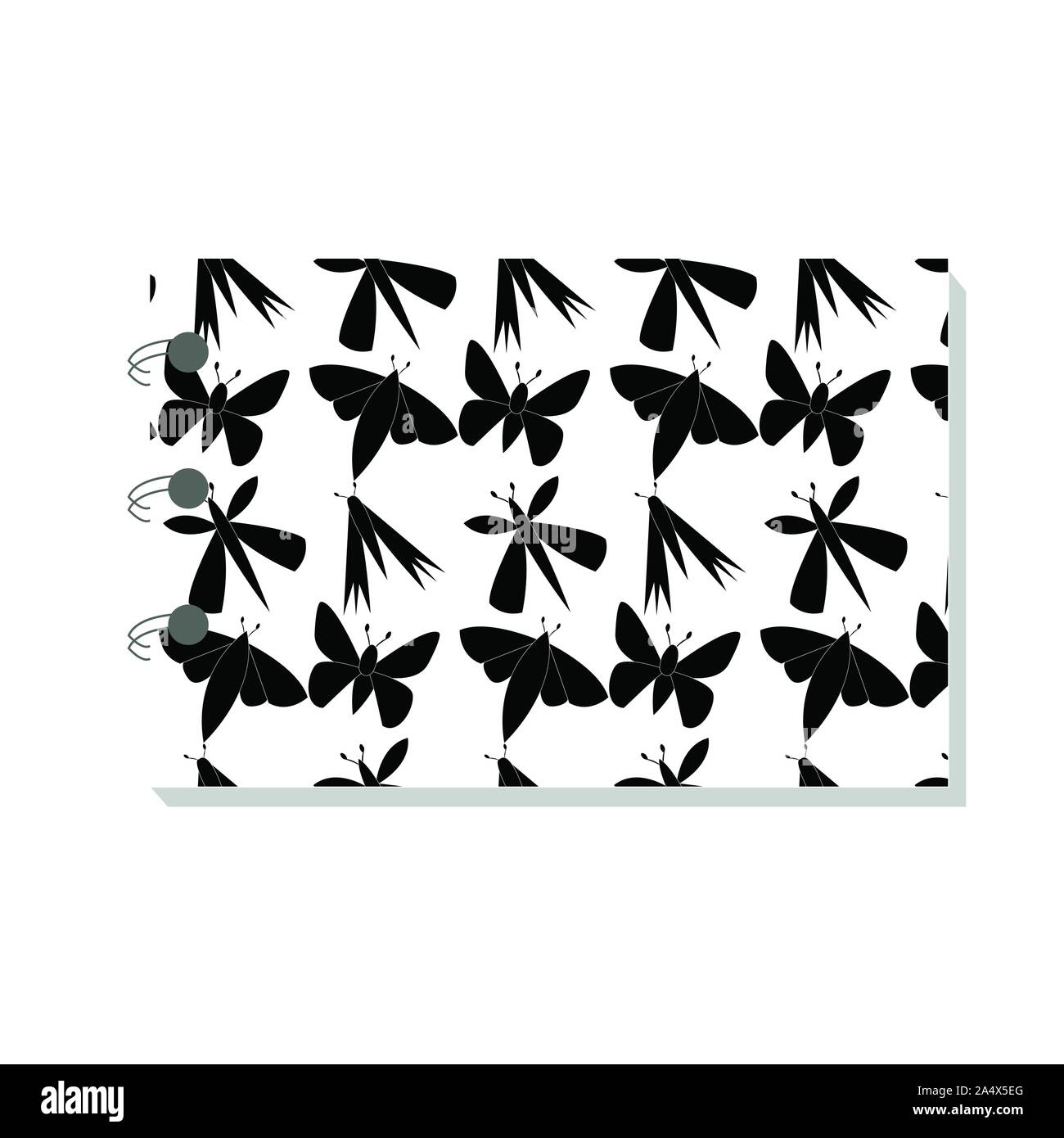 Notebook colorato con butterfly pattern, design semplice. Moderno vettore astratta design per carta, coperchio, tessuto, arredamento. Soft verde pastello col Illustrazione Vettoriale