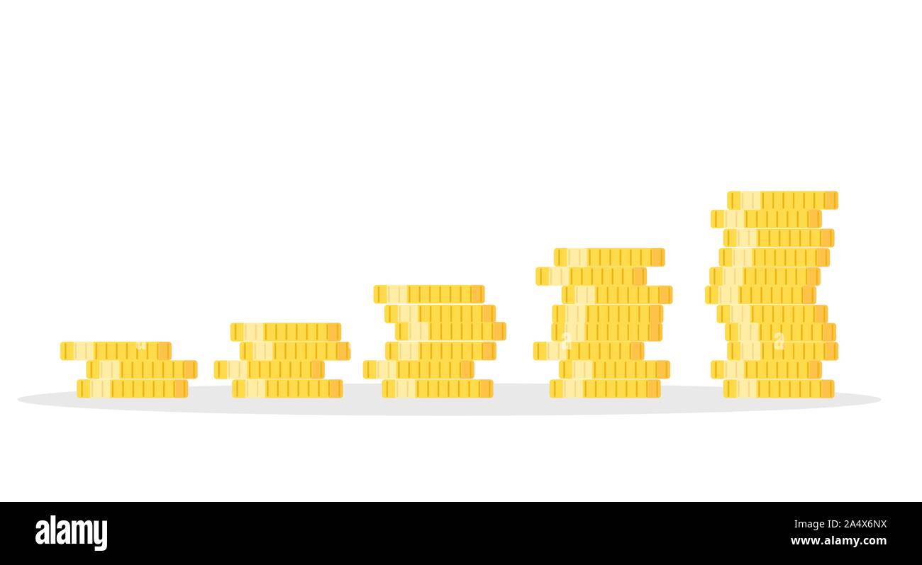 Le monete d'oro. Simbolo della ricchezza e del successo aziendale. Illustrazione Vettoriale Illustrazione Vettoriale