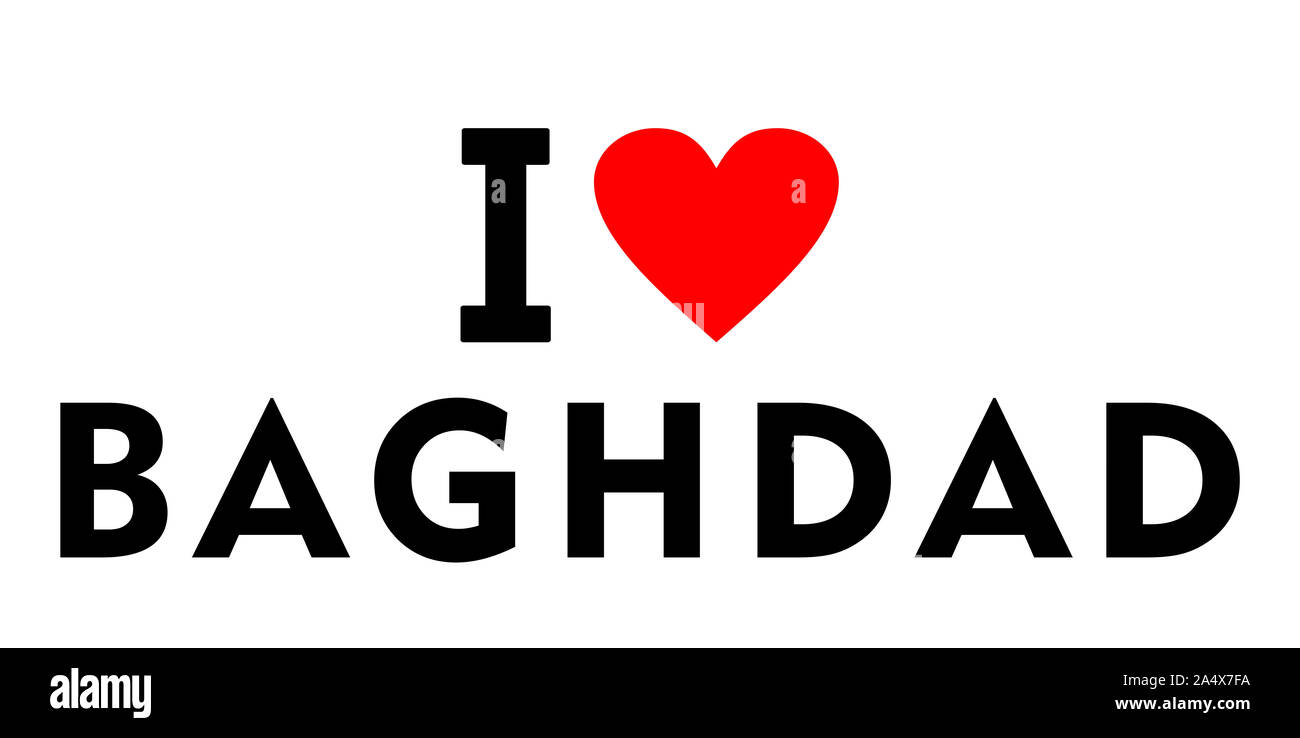 Io amo la città di Baghdad in Iraq paese simbolo del cuore Foto Stock
