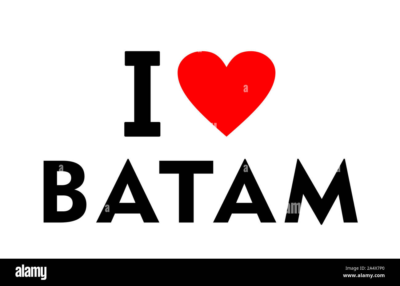 Io amo la città di Batam Indonesia paese simbolo del cuore Foto Stock