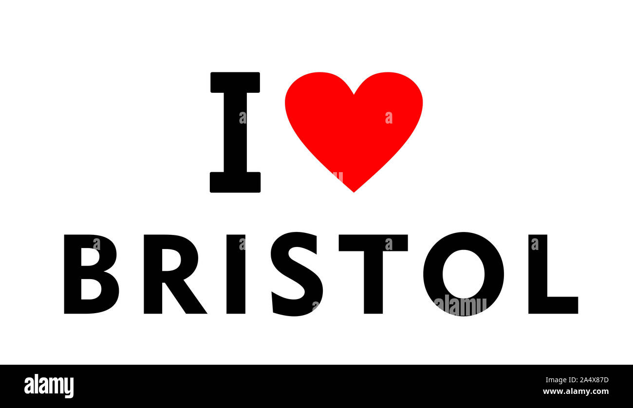 Io amo la città di Bristol Regno Unito paese simbolo del cuore Foto Stock