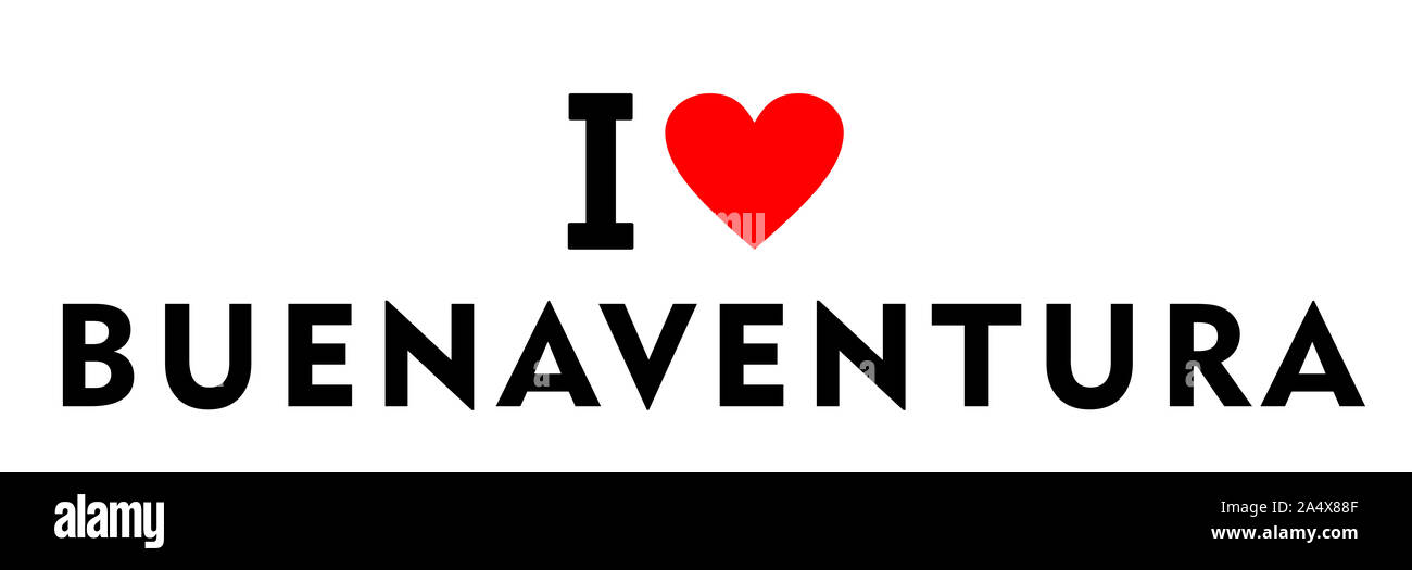 Io amo Buenaventura Città Colombia paese simbolo del cuore Foto Stock