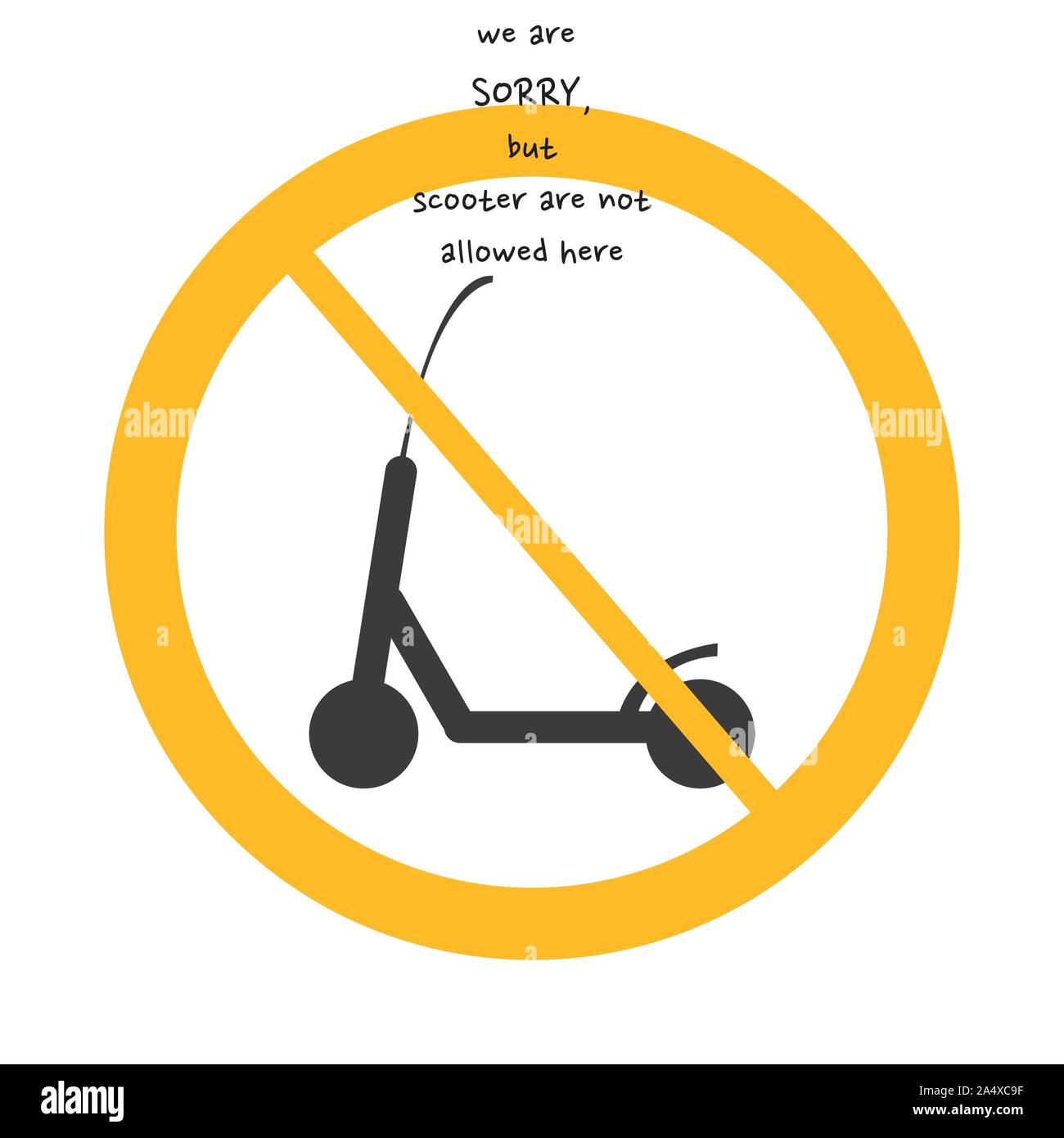 Gentile del vettore non è consentito firmare su sfondo bianco con cerchio giallo. Illustrazione può utilizzare in cafe, il ristorante. Illustrazione Vettoriale