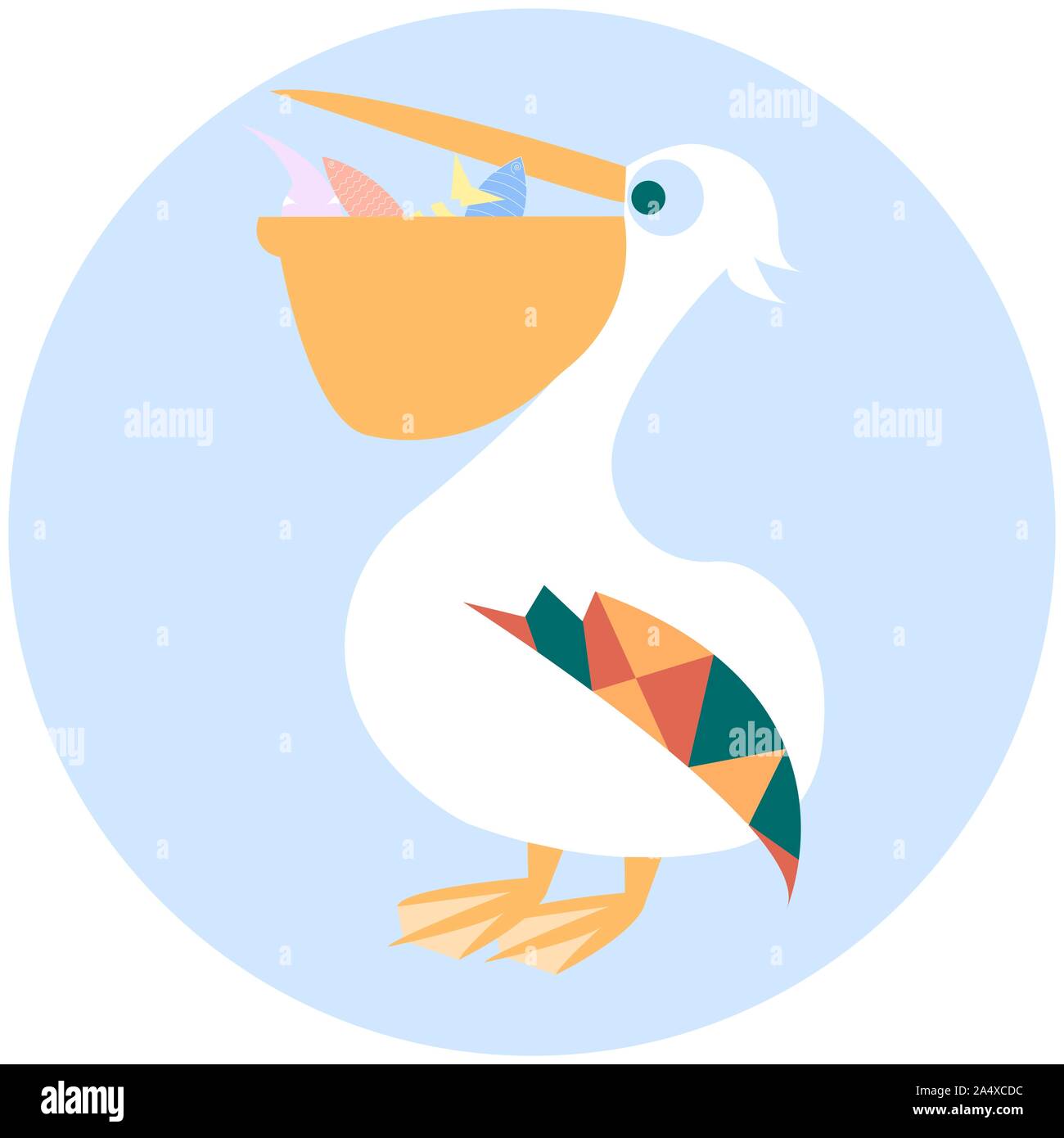 Carino pelican vettore illustrazione del fumetto. Selvatica animali dello zoo icona. Adorabili uccello carattere infantile. Semplice piatto elemento di design per i bambini. Buona per sticke Illustrazione Vettoriale
