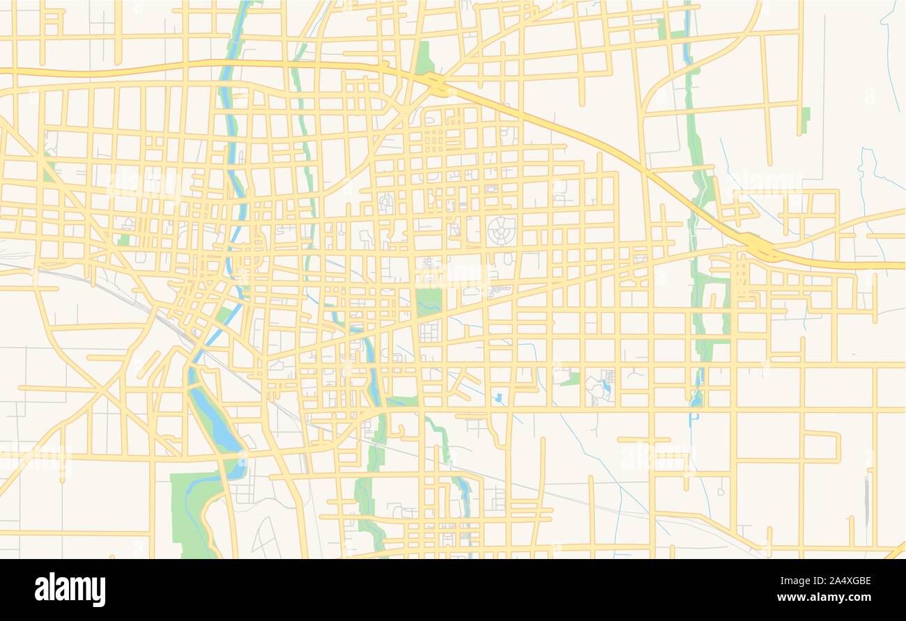 Versione stampabile cartina stradale di Weifang, Provincia dello Shandong, Cina. Mappa modello per uso aziendale. Illustrazione Vettoriale