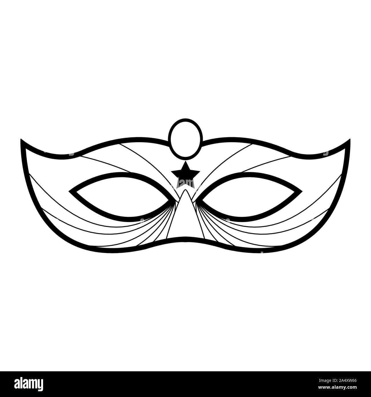 Maschera di carnevale icona, design piatto Illustrazione Vettoriale