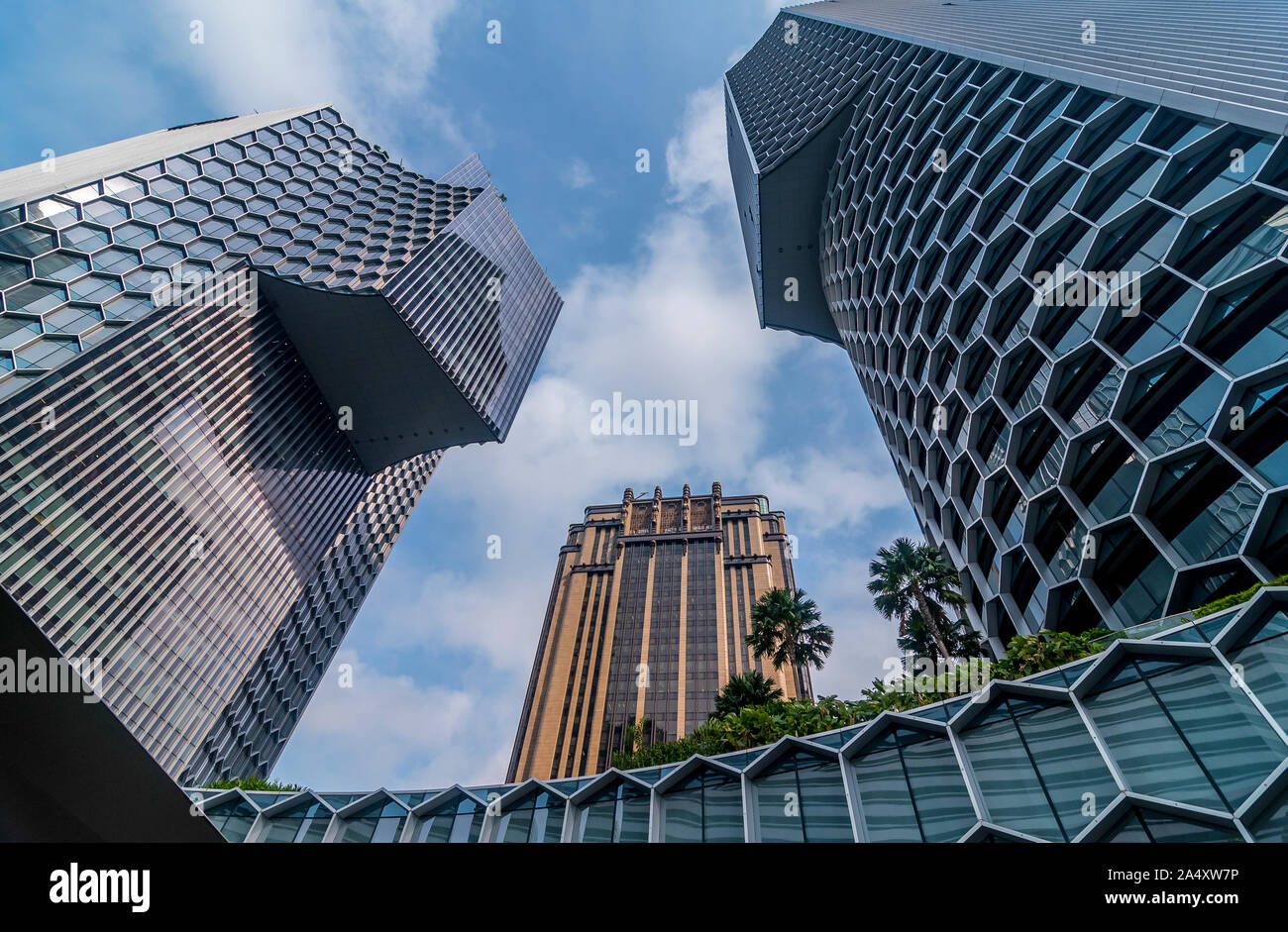 Grattacieli di Singapore visto dal Beach Road, Singapore Foto Stock