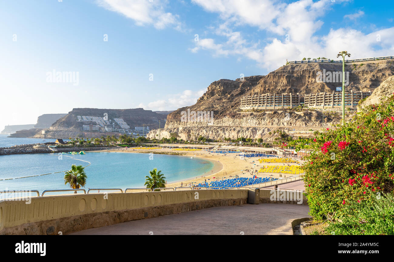 Un paesaggio fantastico con spiaggia Amadores su Gran Canaria, Spagna Foto Stock