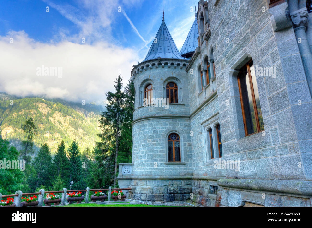 L'Italia, Valle d'Aosta, Gressoney-Saint-Jean, Castel Savoia Foto Stock