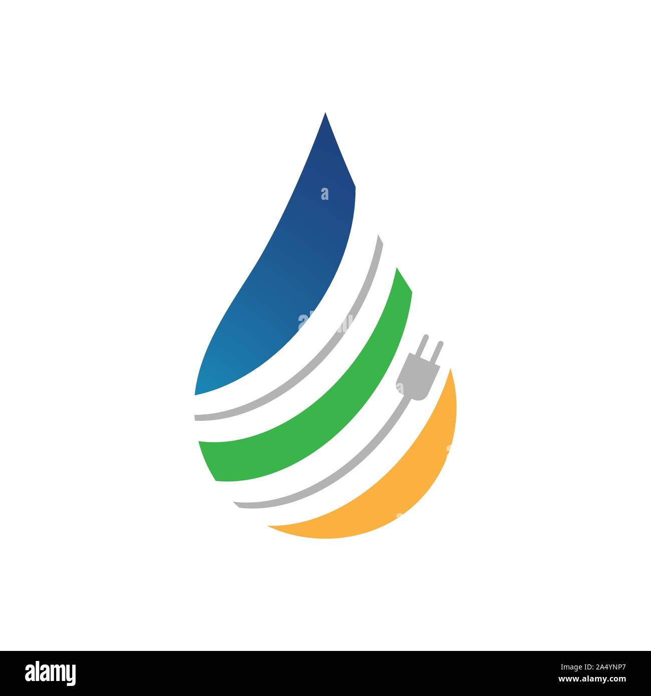 Acqua e fulmine verde natura energia vettore logo icona del modello di progettazione Illustrazione Vettoriale