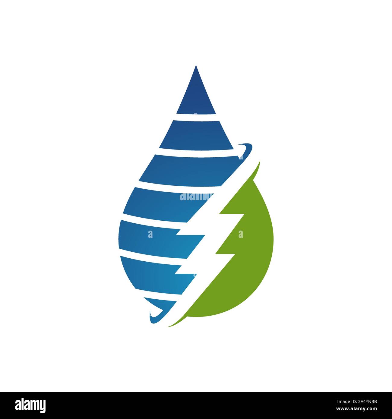 Acqua e fulmine verde natura energia vettore logo icona del modello di progettazione Illustrazione Vettoriale